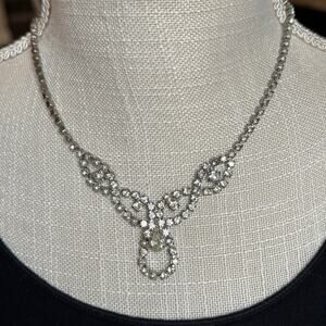 Vintage mid-century rhinestone necklace Weiss Coro Lisner style bridal